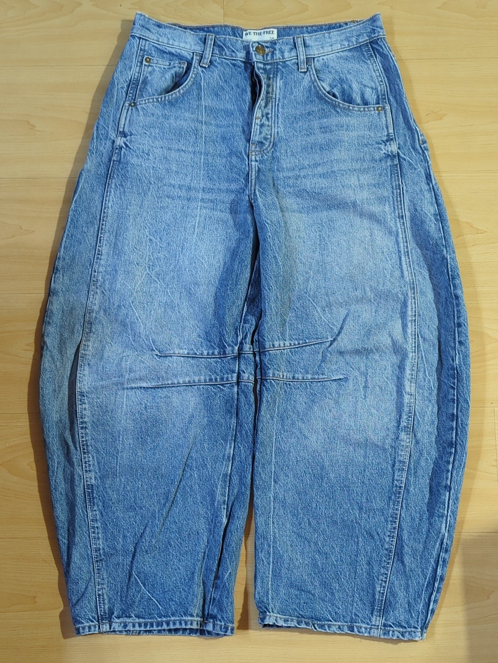 We The Free lucky you mid rise barrel jeans button fly oversized curved sz 29 - Picture 4 of 12